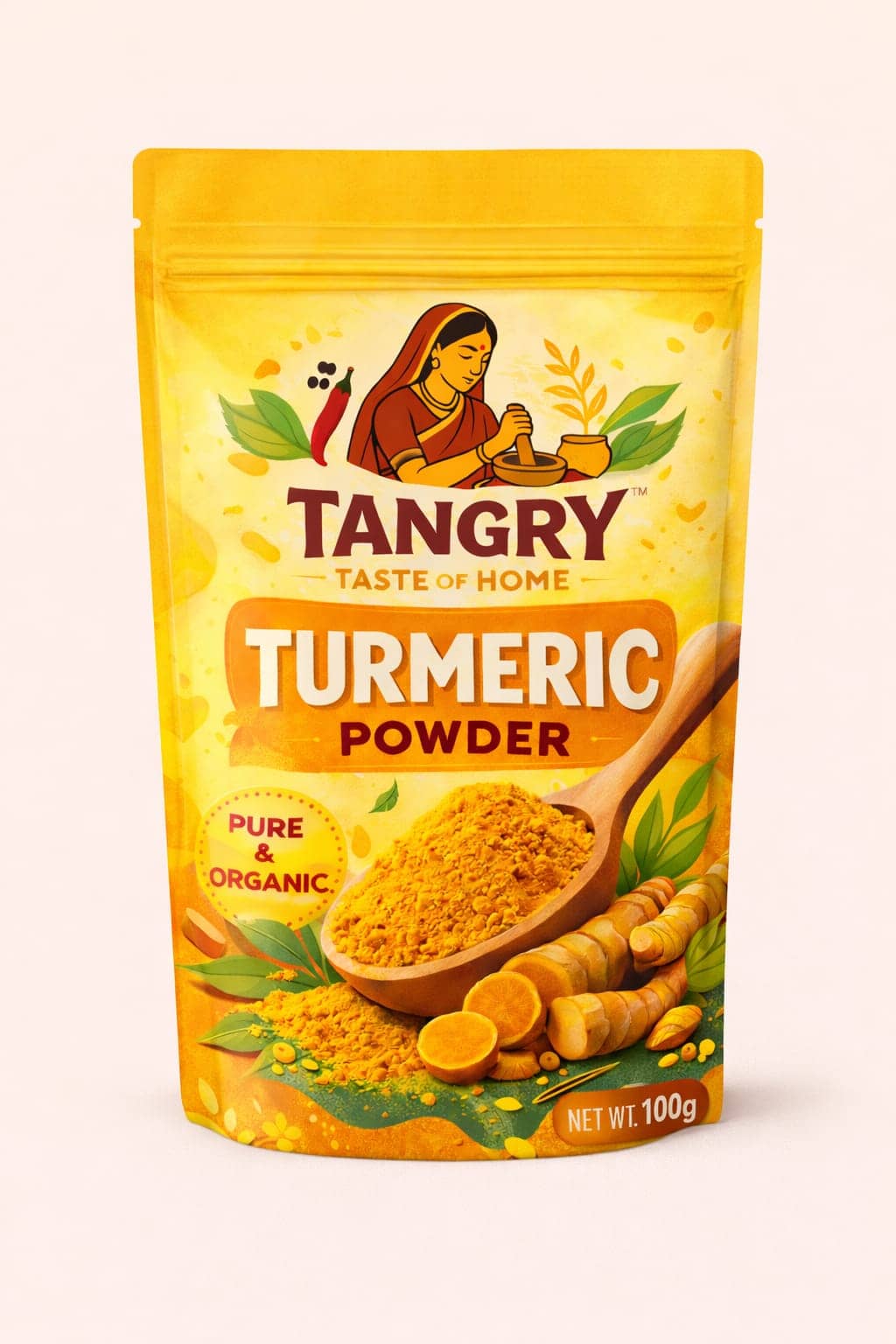 Turmeric Powder 100 g — Tangry Spices pouch, Jaipur