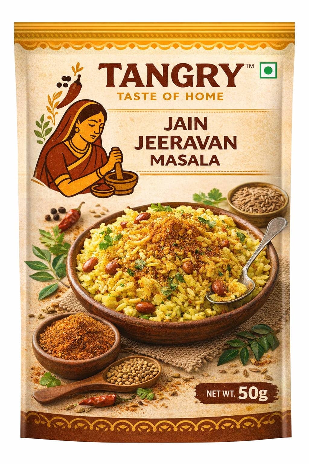 Jain Jeeravan Masala 50 g — Tangry Spices pouch, Jaipur